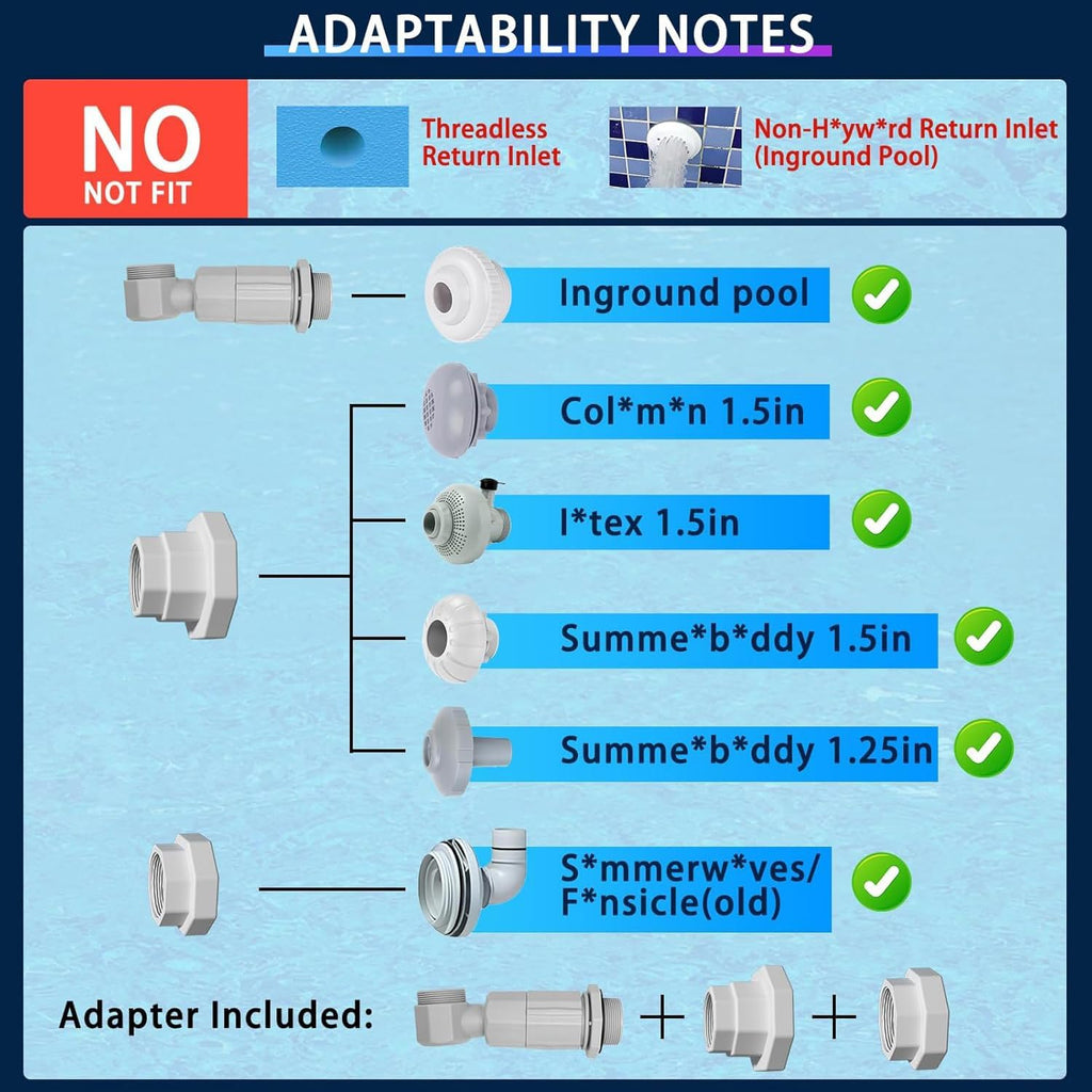 Pool Fountain with Light, 16-Color 12-Modes, Dual Spray Water Fountains for Above Ground & In-ground Pools, APP