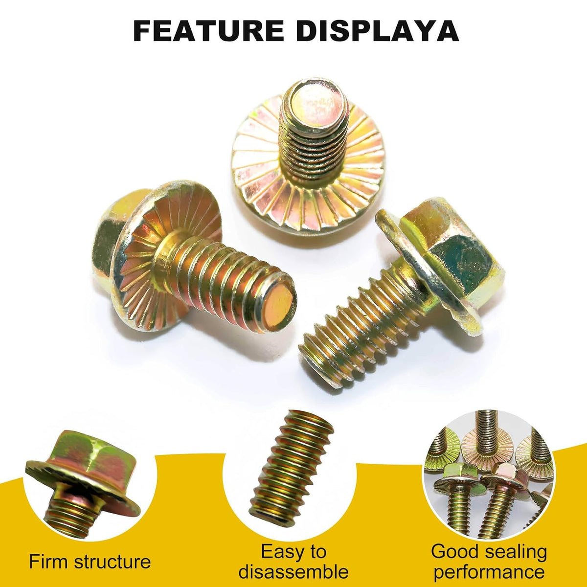 5/16" x 1/2" Flanged Hex Toothed Bolt by Color Zinc Plated, Alloy Steel,Grade 5.(10pcs Pack)