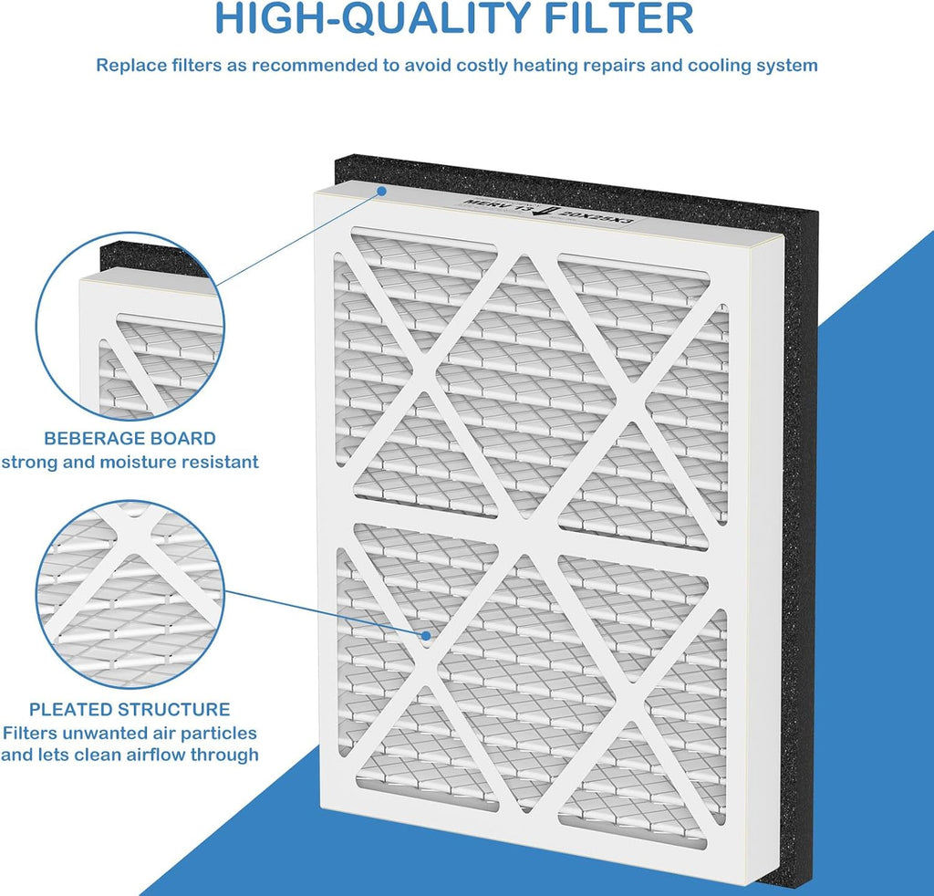 20x25x3 MERV 13 Pleated Air Filter Replacement Compatible with Honeywell Home Air Filter and Zephyr VGF Series