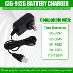 136-9126 Battery Charger Compatible with Toro 22" Lawn Mower Battery 12V