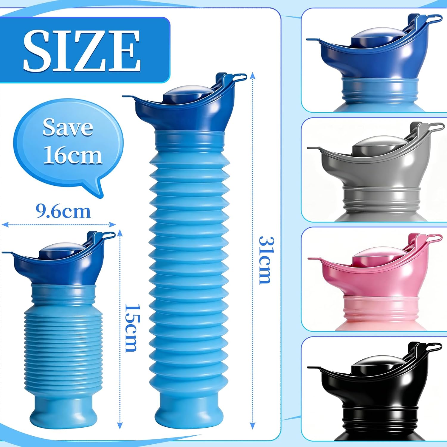 Scalable Emergency Urinal, 750ml Portable Toilet for Car, Portable Mini Outdoor Camping Travel Shrinkable Personal
