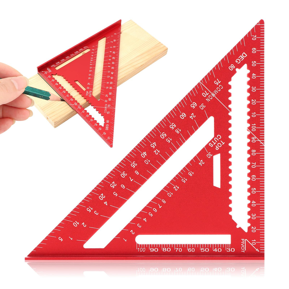 IUYYPU Carpenter Square, 7 Inch Metric Rafter Square Red