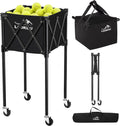 Extra Large Tennis Ball Hopper, Holds 200 Balls, Foldable Tennis Ball Basket with Wheels & Removable Bag, Lightweight