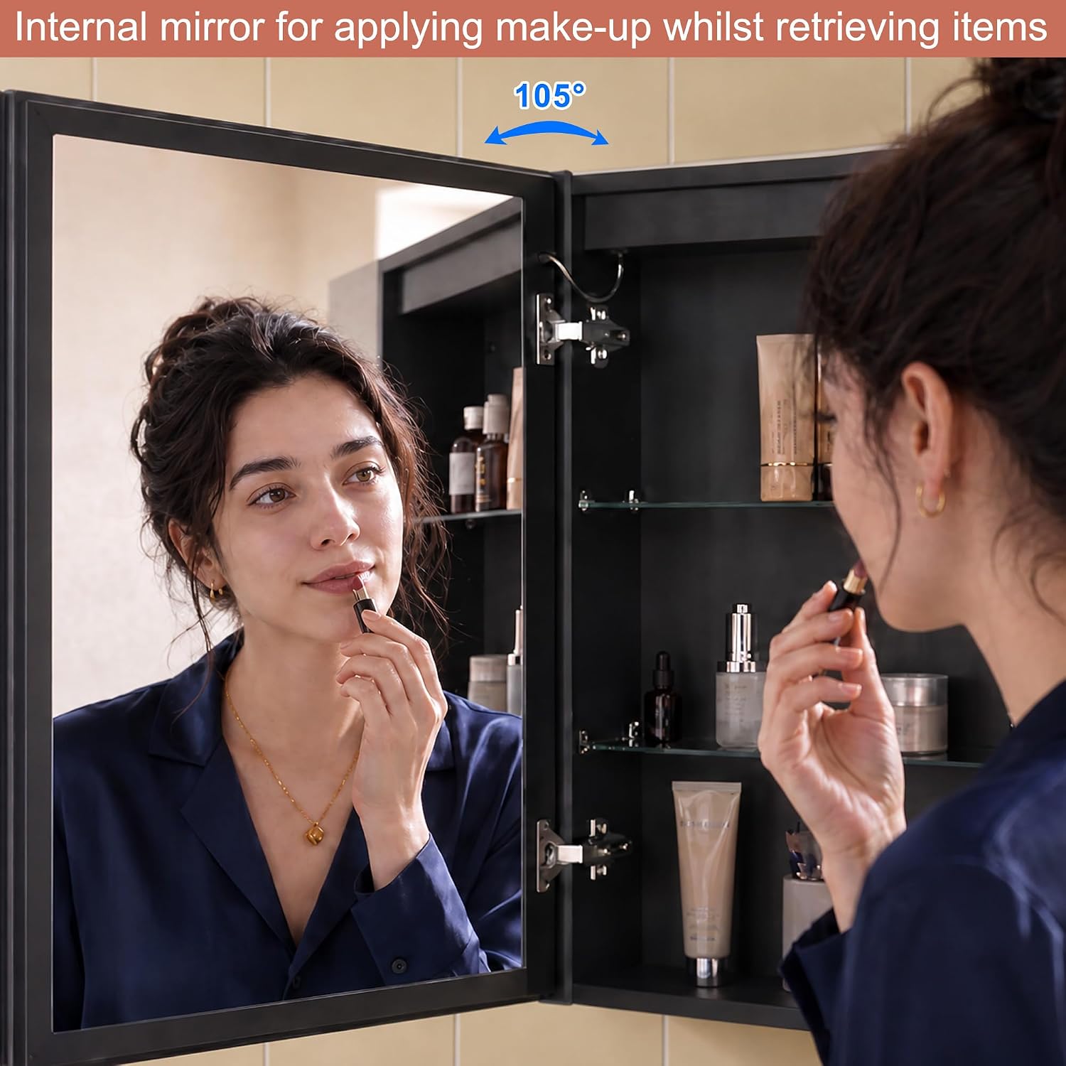 LED Bathroom Mirror Cabinet, Light Adjustment, Anti-Fog, Sockets&USBs
