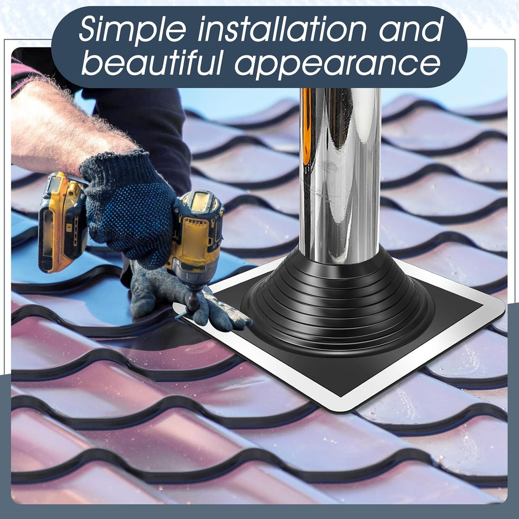 #8 Epdm Metal Roof Pipe Flashing, Fits 6-3/4" to 15'' Od Pipes, Flexible Roof Flashing with Aluminum Base, Waterproof