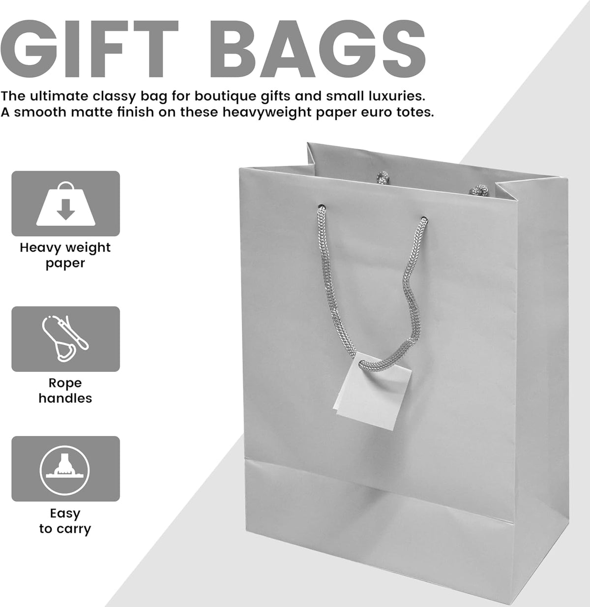 Novel Box Silver Gift Bags with Handles 10 Pack 6.5x3.5x6.5 Inches