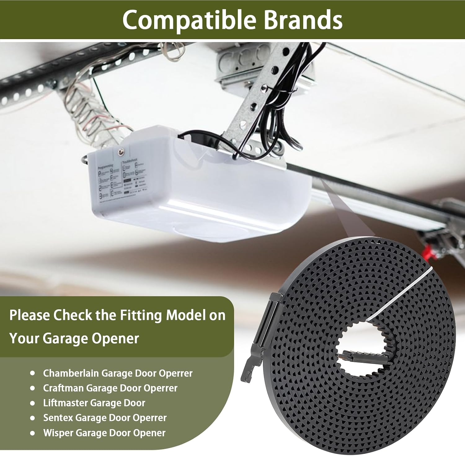41A5250 Drive Belt 237'' for 7FT Garage Door, 41A5250 Garage Door Openers Belt,41AB050-2 Belt, Compatible with