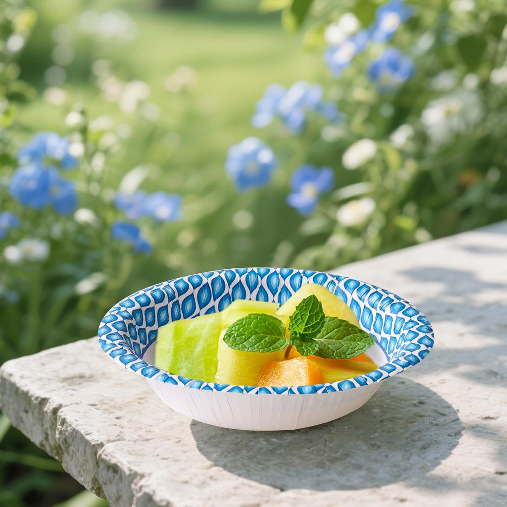 10 oz Paper Bowls, 300 Count Printed Disposable Small Bowls Bulk