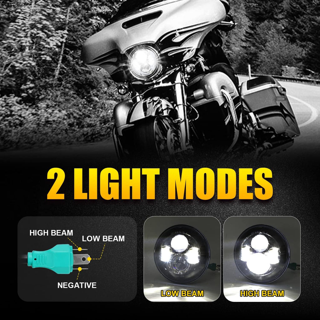 Dot Approved 7Inch Black LED Headlight with Mounting Bracket Compatible with Motorcycle Tour,FLD,Softail Heritage,Street Glide,Road King,Electra Glide,Yamaha V-Star Road Star Wrangler