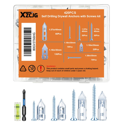 Self Drilling Drywall Anchors with Screws for Shelf, Mirror,Picture Frames