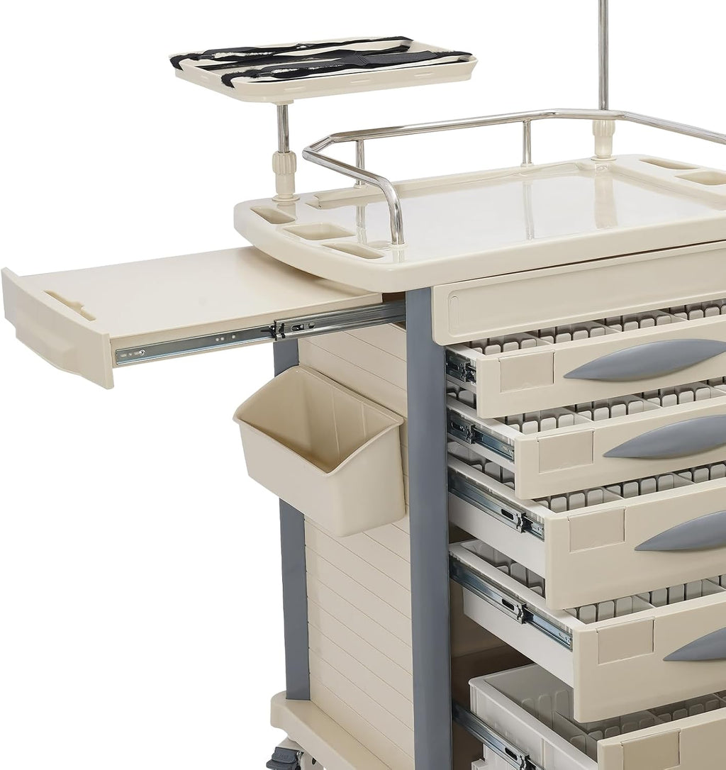 5-Tier Medical Cart, Medical Rolling Storage Crash Cart with Wheels & Drawers, Mobile Medical Utility Cart with