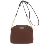 Saffiano Small Dome Crossbody bag with Chain Strap (Coffee)