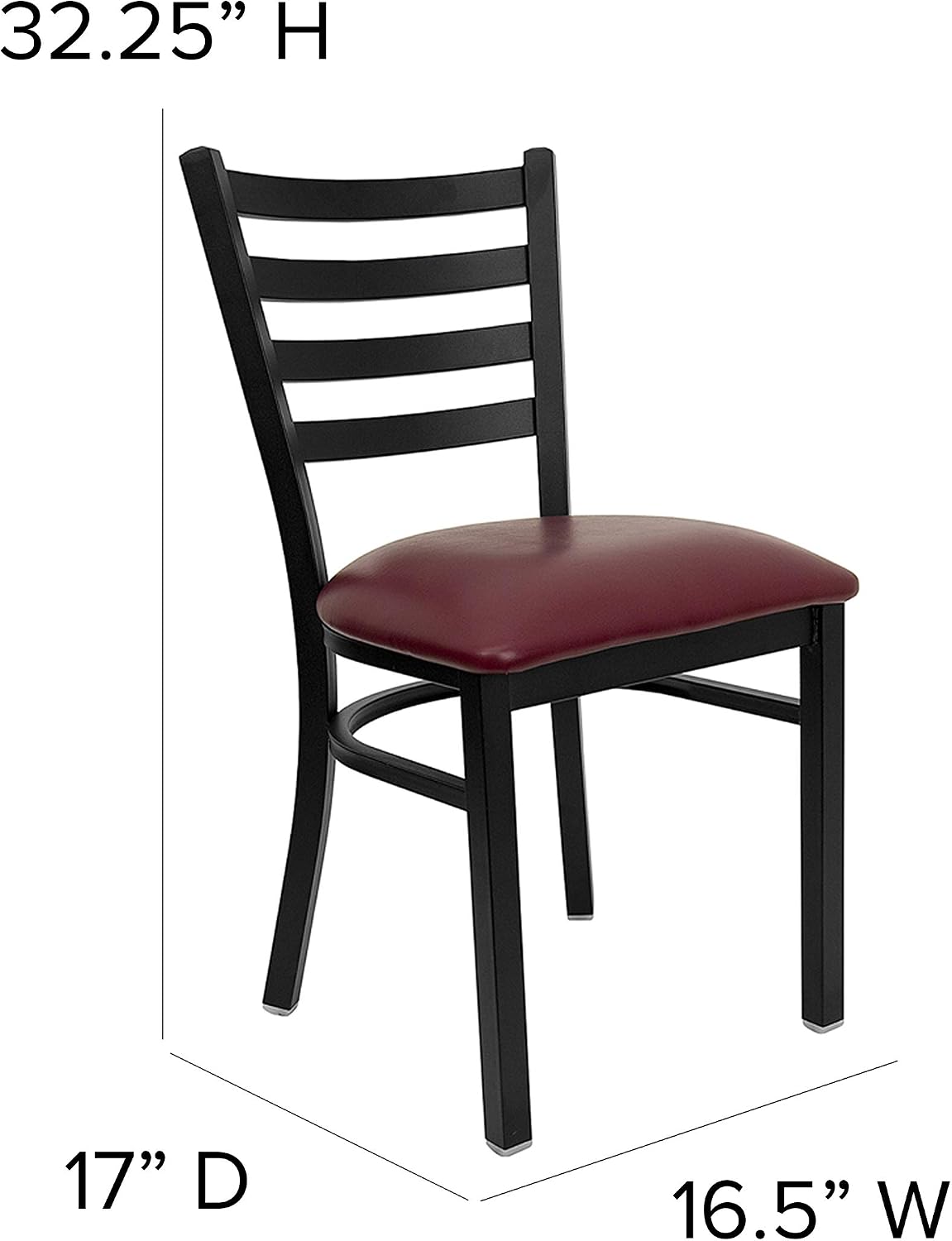 Hercules Metal Ladder Back Restaurant Chair, Burgundy