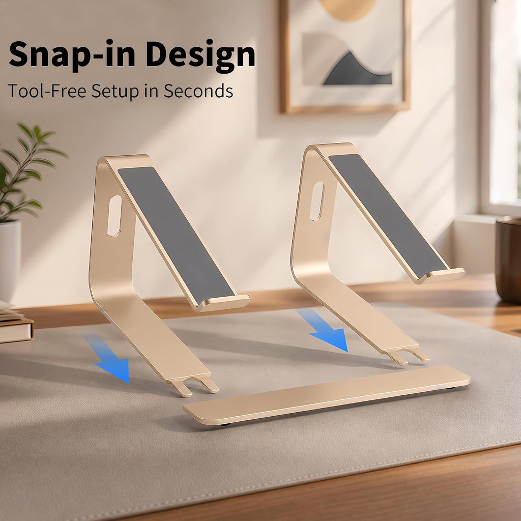 Ergonomic Laptop Stand, Premium 5mm Aluminum Riser for 10-15.6 Inch Notebook Computer, Tool-Free Detachable Elevator
