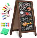Double-Sided Magnetic 40" x 20" Brown Chalk Board Sign Board | Wooden A-Frame Sign, Sandwich Board Signs Outdoor