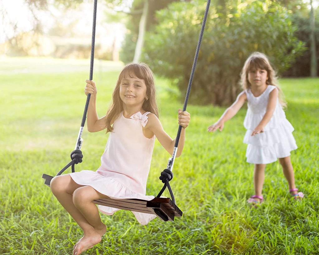 Wood Swing Seat, Carbonized Hanging Wood Tree Swing 16.9 x7.9 x0.5 in for Adult Kids Children Anticorrosive & 100%