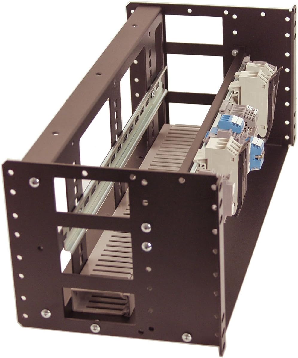 IRP208DB-4U Fully Enclosed Rackmount 4U Compact 8 inch Deep Industrial Din Rail Panel for 19 inch 2-Post Relay Rack or 4-Post Rack Cabinet