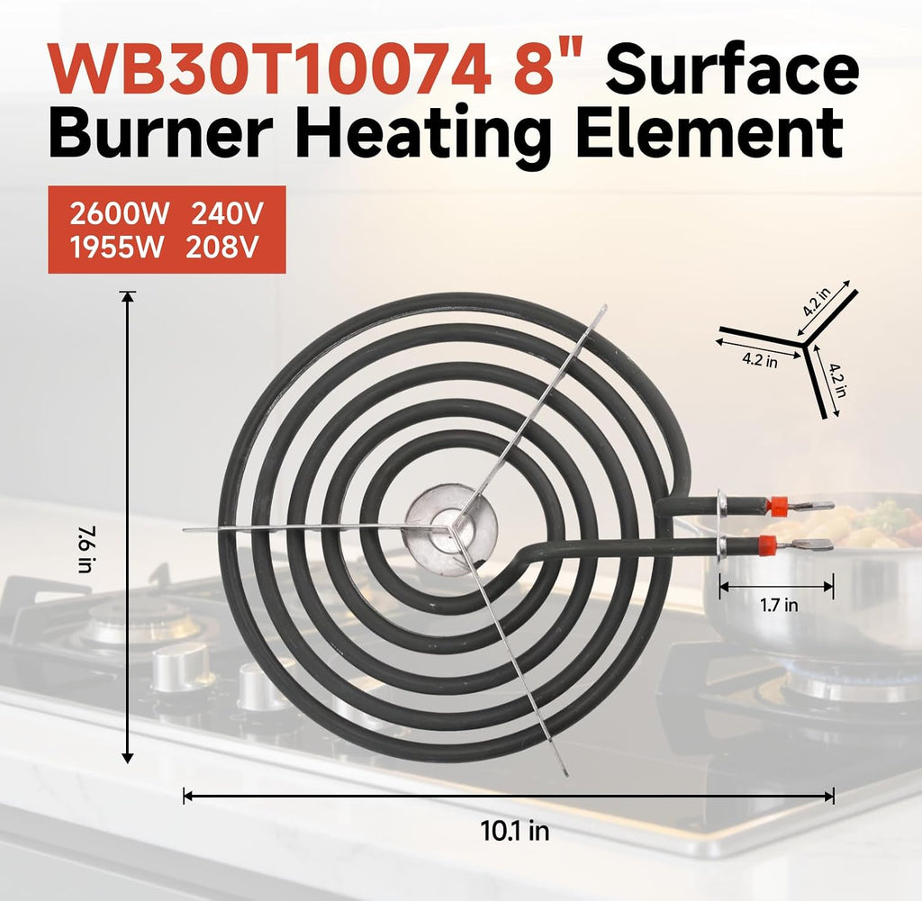 WB30T10074 8-Inch 5-Turn Surface Burner Heating Element For GE Hotpoint