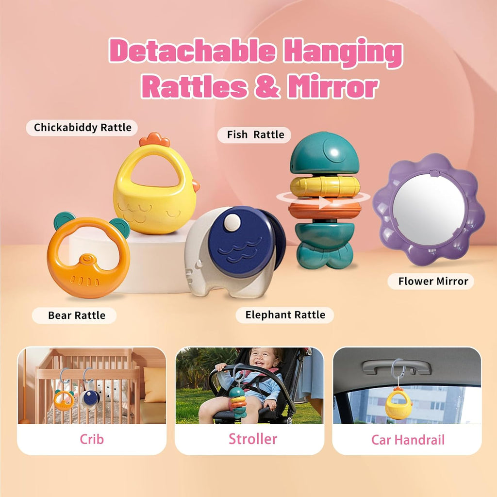 3 in 1 Baby Activity Gym Center, Tummy Time Play Mat Gym, Baby Push Walker, Kick and Play Piano with Music and Light
