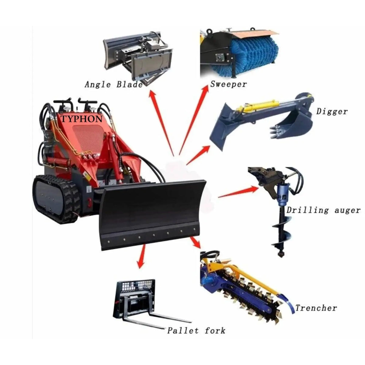 STOMP Mini Skid Steer Loader 1800 lb, 23HP Gas EPA Engine, Compact Skid Steer for Construction, Landscaping