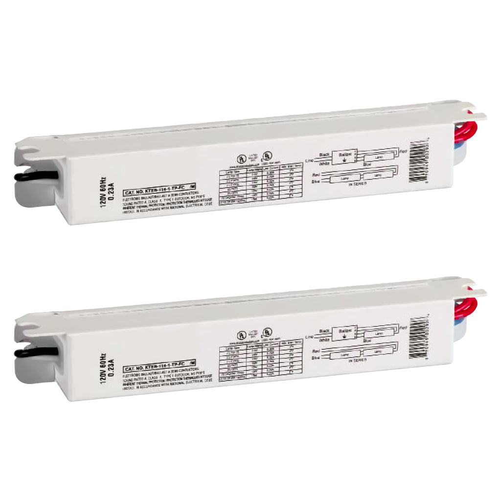 T5 Electronic Fluorescent Ballast, 1 Lamp, 120V, 2 Pack