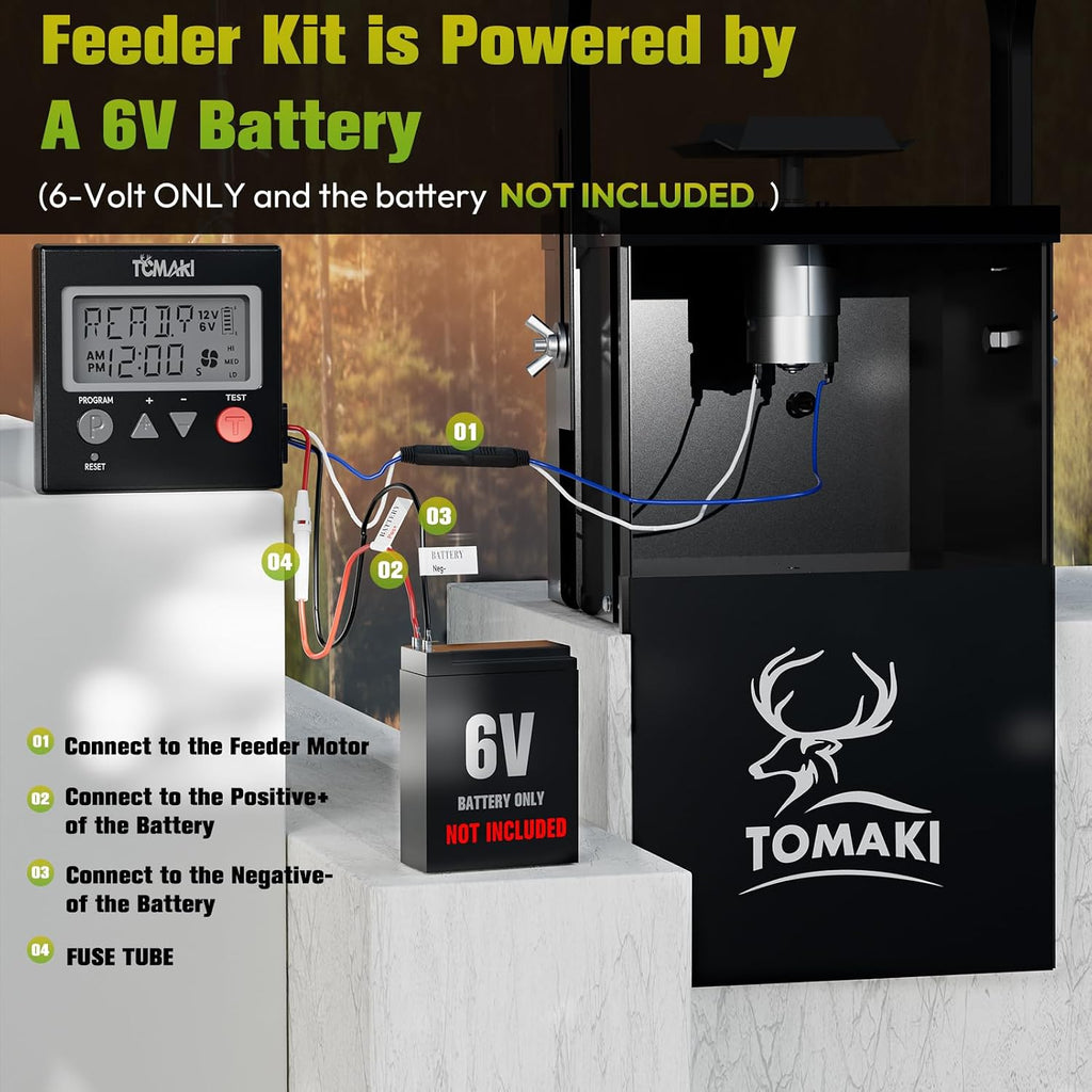 6V Deer Feeder Kit, Motor and Timer Metal Kit, Digital Game FeederTimer, Mounting Bracket Included, Up to 8 Feed