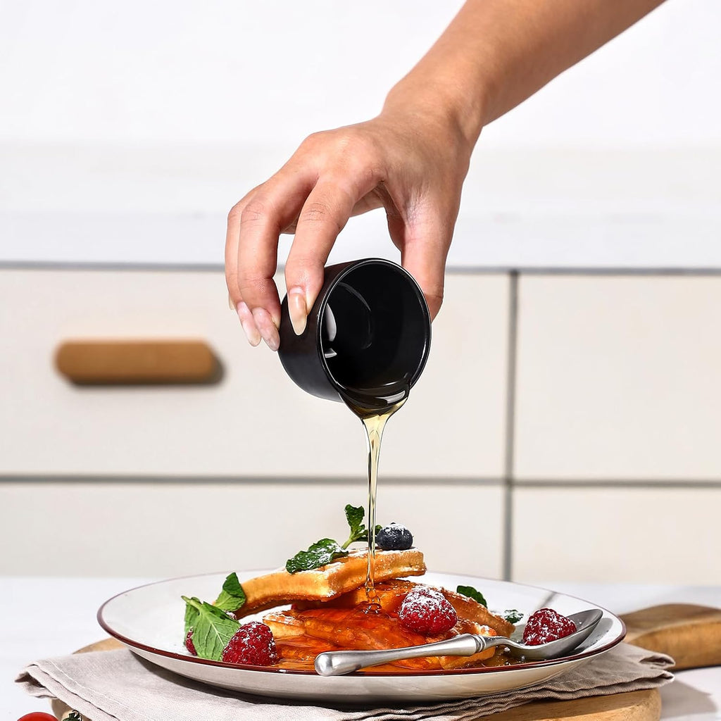 Mini Ramekins 2 OZ, Ceramic Dipping Sauce Cups, Set of 6, Black
