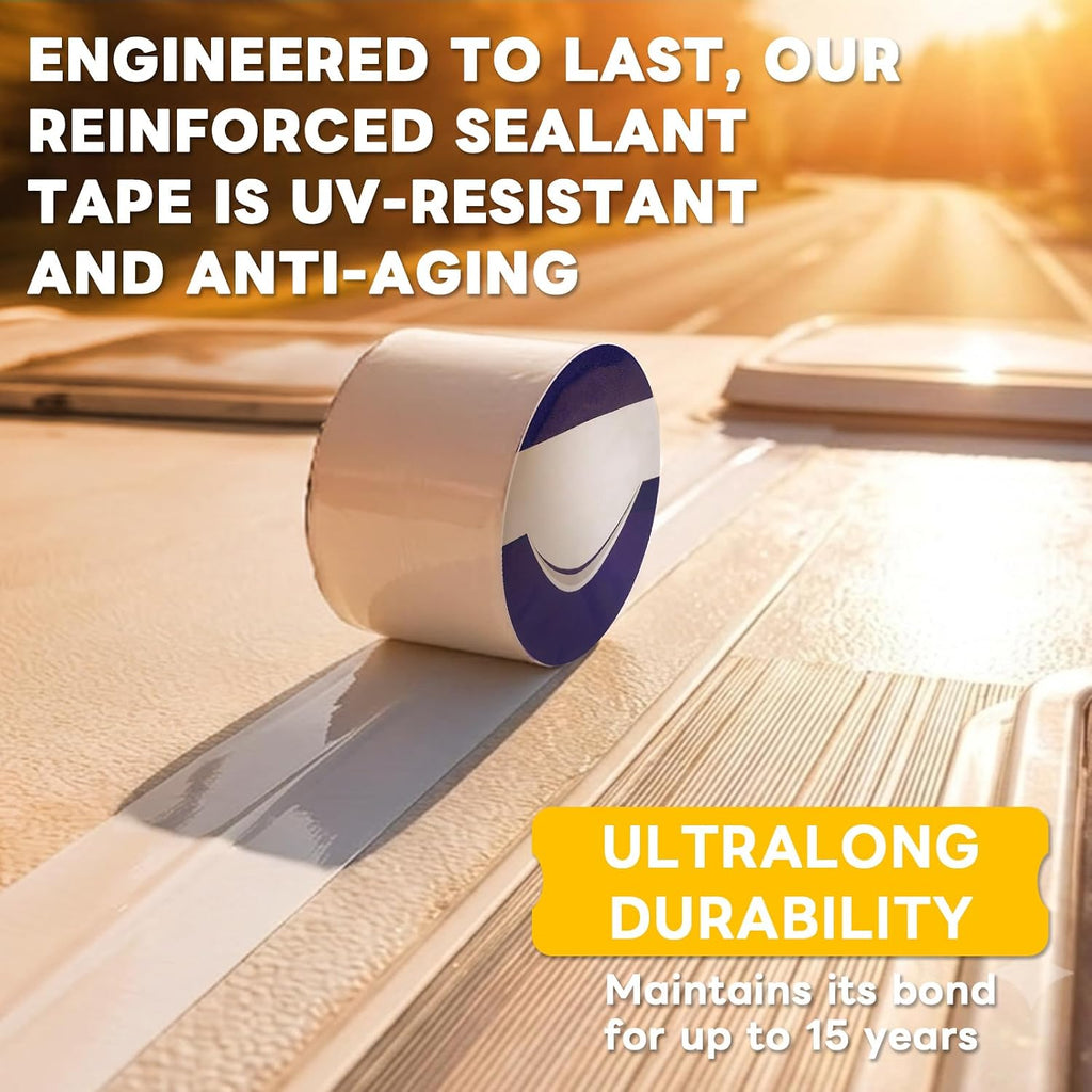 Waterproof White Butyl RV Roof Sealant Tape 4" x10', 40 mil Thick Patch