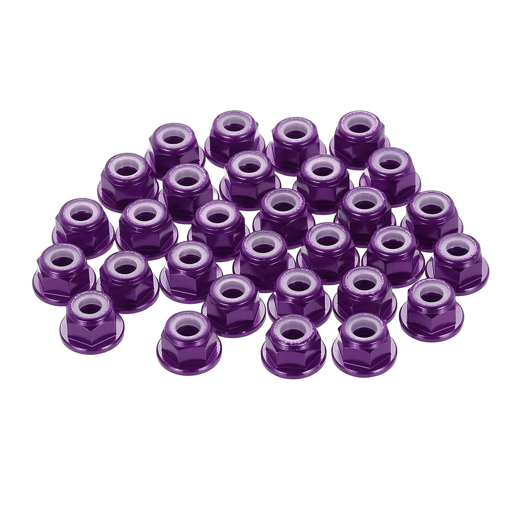 MECCANIXITY 30 Pcs M4x0.7mm Aluminum Alloy Lock Nuts Hex Nut Purple