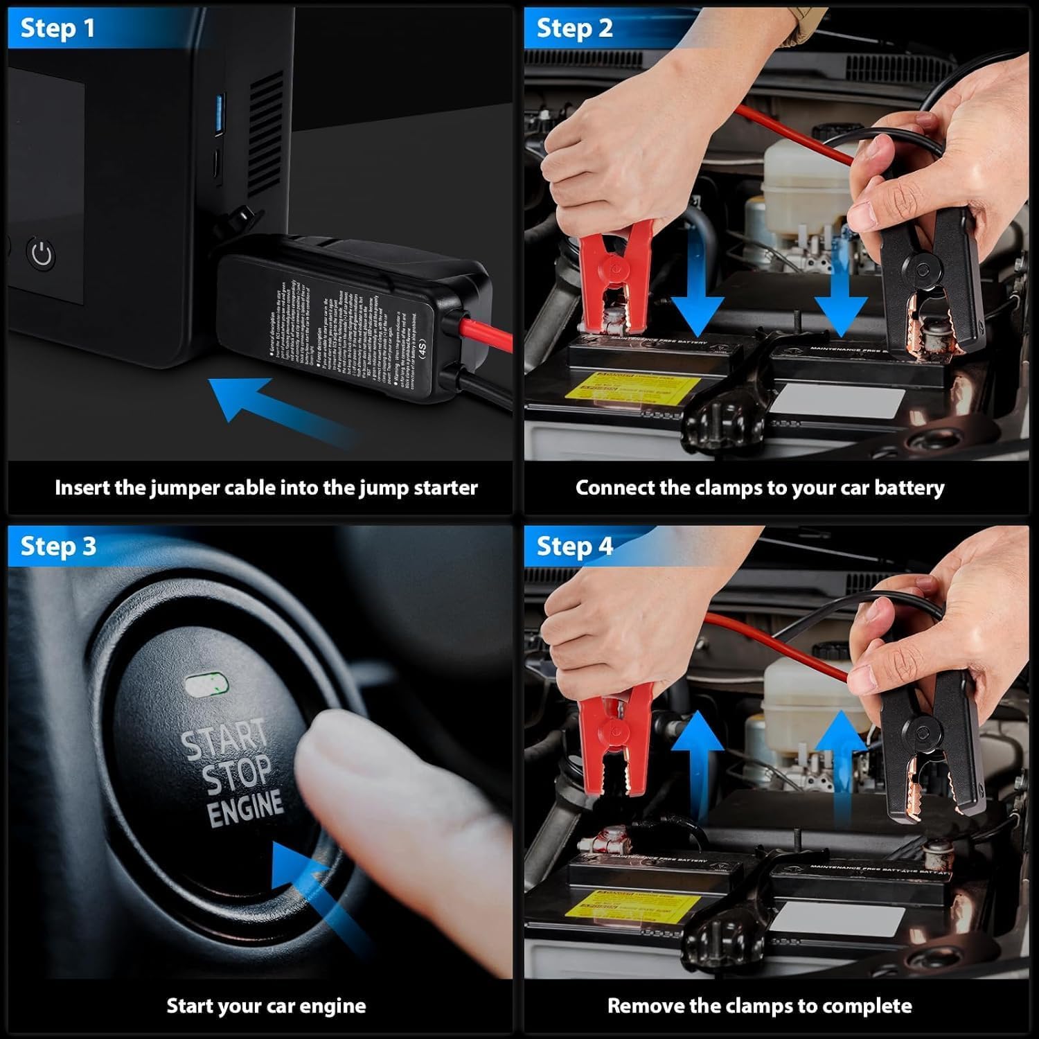 Portable Car Battery Jump Starter with Air Compressor 4000A 150PSI Inflator