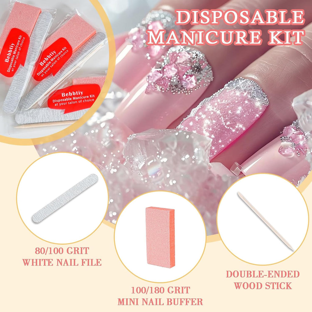 3 in 1 Disposable Manicure Kit Sets Professional (Count, 50, 80/100 Grit)