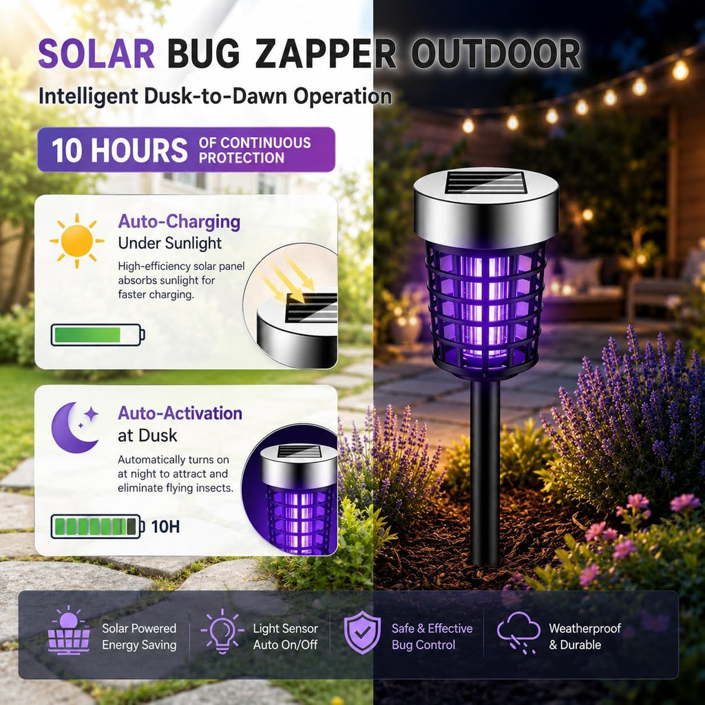 2026 Bug Zapper Solar Mosquito Zapper Outdoor 4PCS | Mosquito Repellent Outdoor,Mosquito Trap Used to Keep Gnat Small