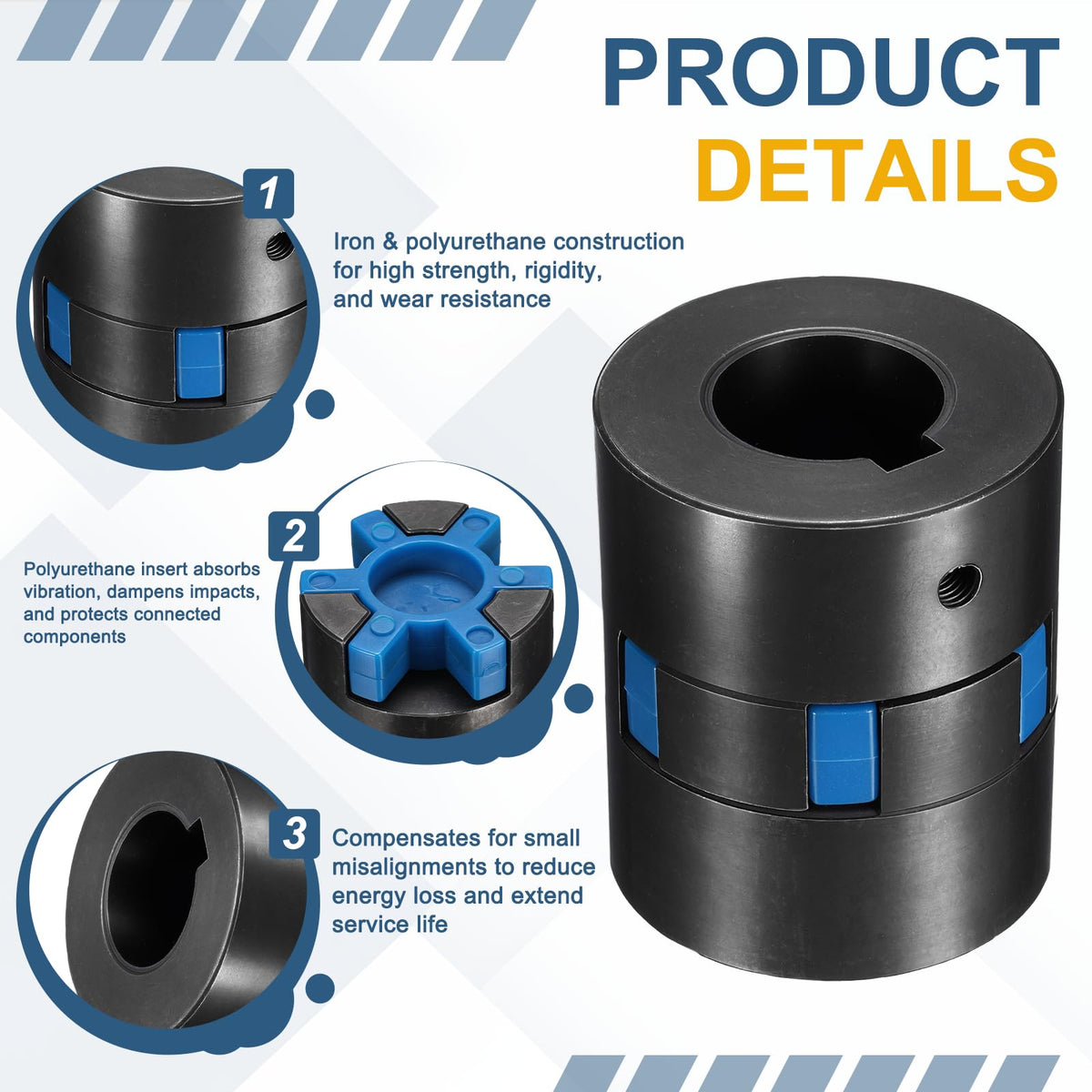 MECCANIXITY L075 Flexible Shaft Coupling 3/8" to 7/8" Bore Coupler Set