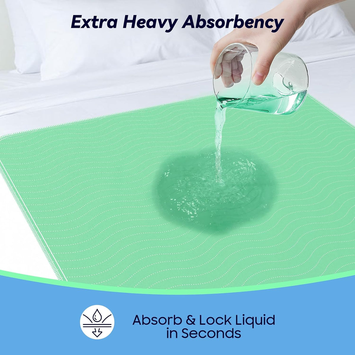 6 Pack 24” x 24” Extra Heavy Absorbency Washable Underpads Bed Pads