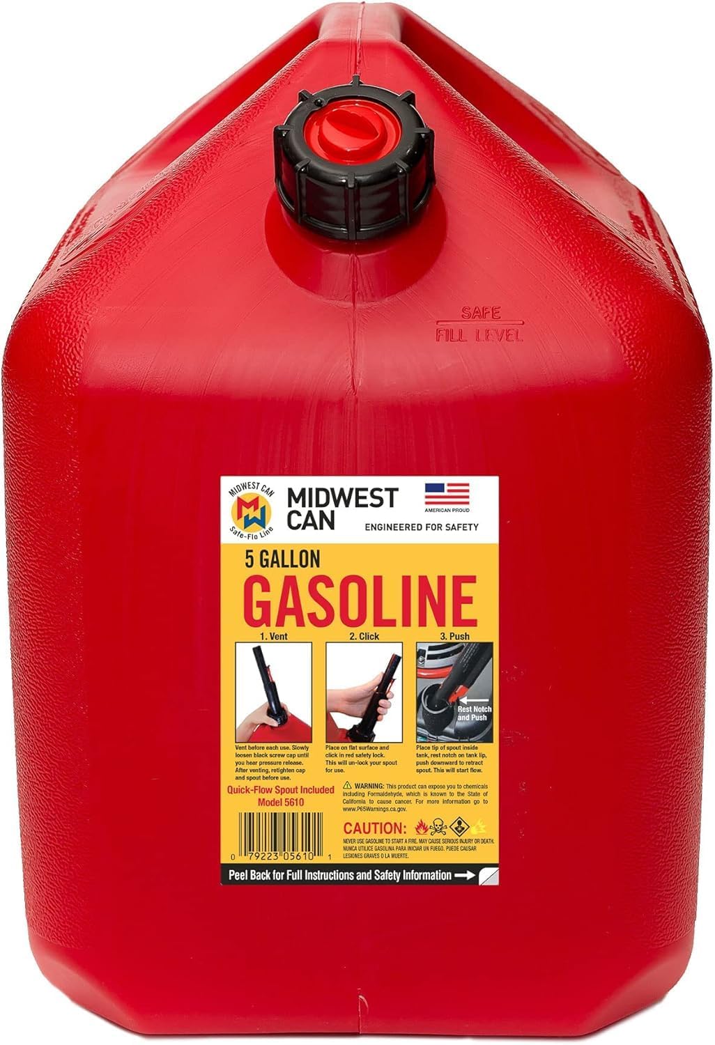 Company 5610 5 Gallon Gas Can Fuel Container Jugs w/Spout (2 Pack) | (2 Pack)