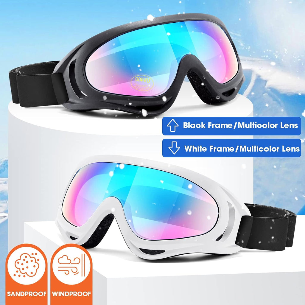 2-Pack Snow Ski Goggles, Snowboard Goggles for Men, Women, Youth, Kids, Boys or Girls