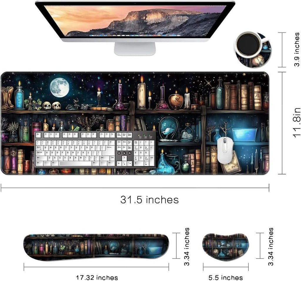 Keyboard Mouse Pad Set, Extended Gaming Mouse Pad+Ergonomics Keyboard Wrist Rest Support, Memory Foam, Easy Typing