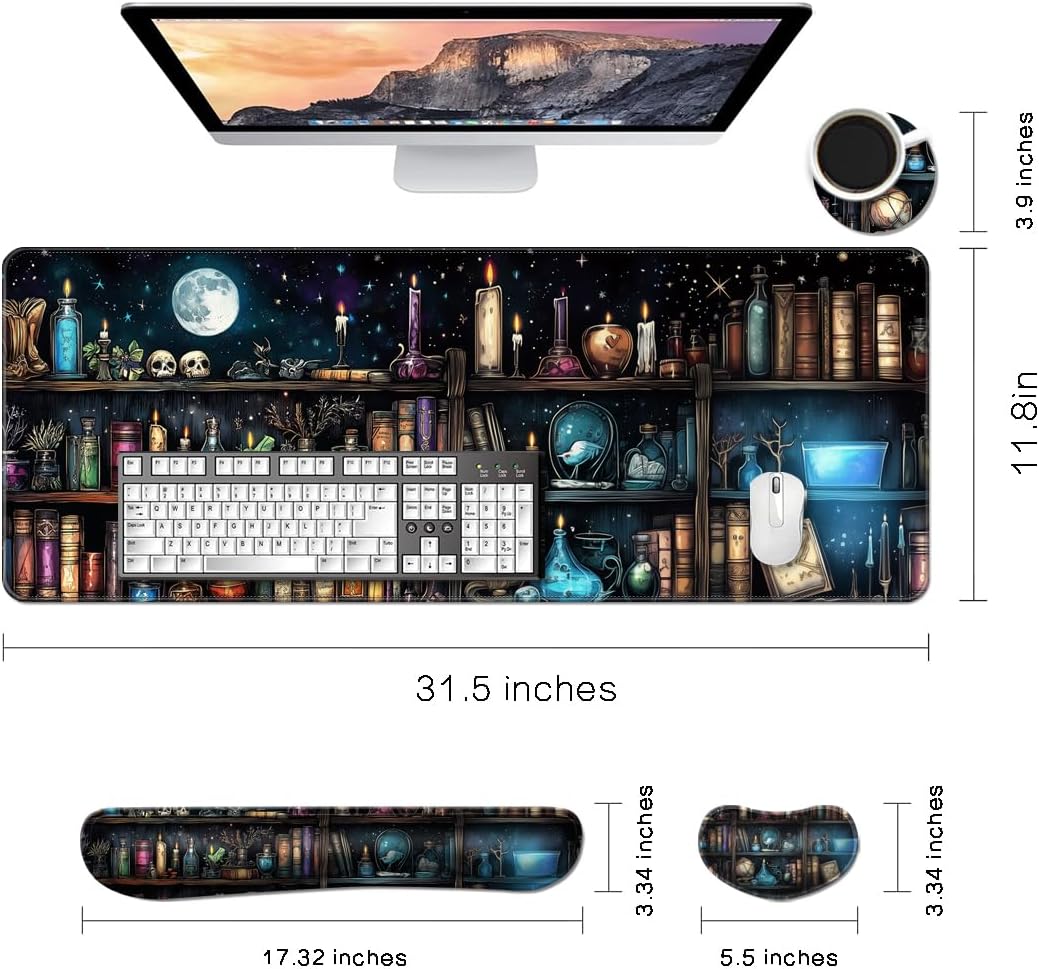 Keyboard Mouse Pad Set, Extended Gaming Mouse Pad+Ergonomics Keyboard Wrist Rest Support, Memory Foam, Easy Typing