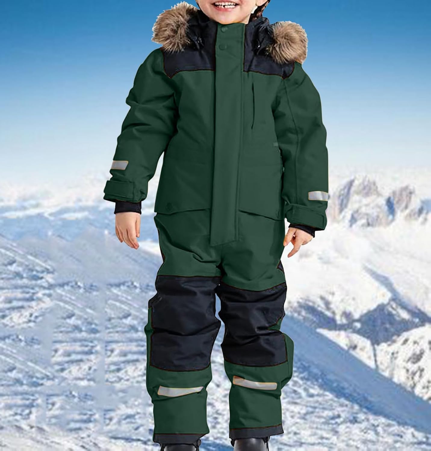 Kids Insulated Snow Bib Overalls Winter Snow Suit Girls Ski Suit Outdoor Waterproof Snowboard Coveralls Boy Snowsuit