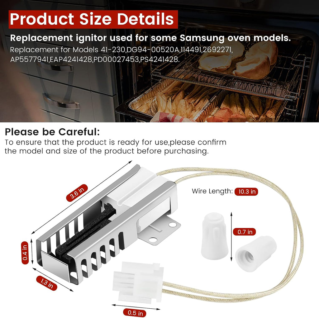 [𝟐𝟎𝟐𝟔 𝐔𝐩𝐠𝐫𝐚𝐝𝐞] DG94-00520A 2692271 Gas Range Oven Igniter by puxyblue - Fit for SamSung NX58F5500SS NX58H5600SS NX58H9500WS oven igniter - Replaces DG95-0144A AP5577941 EAP4241428 PS4241428