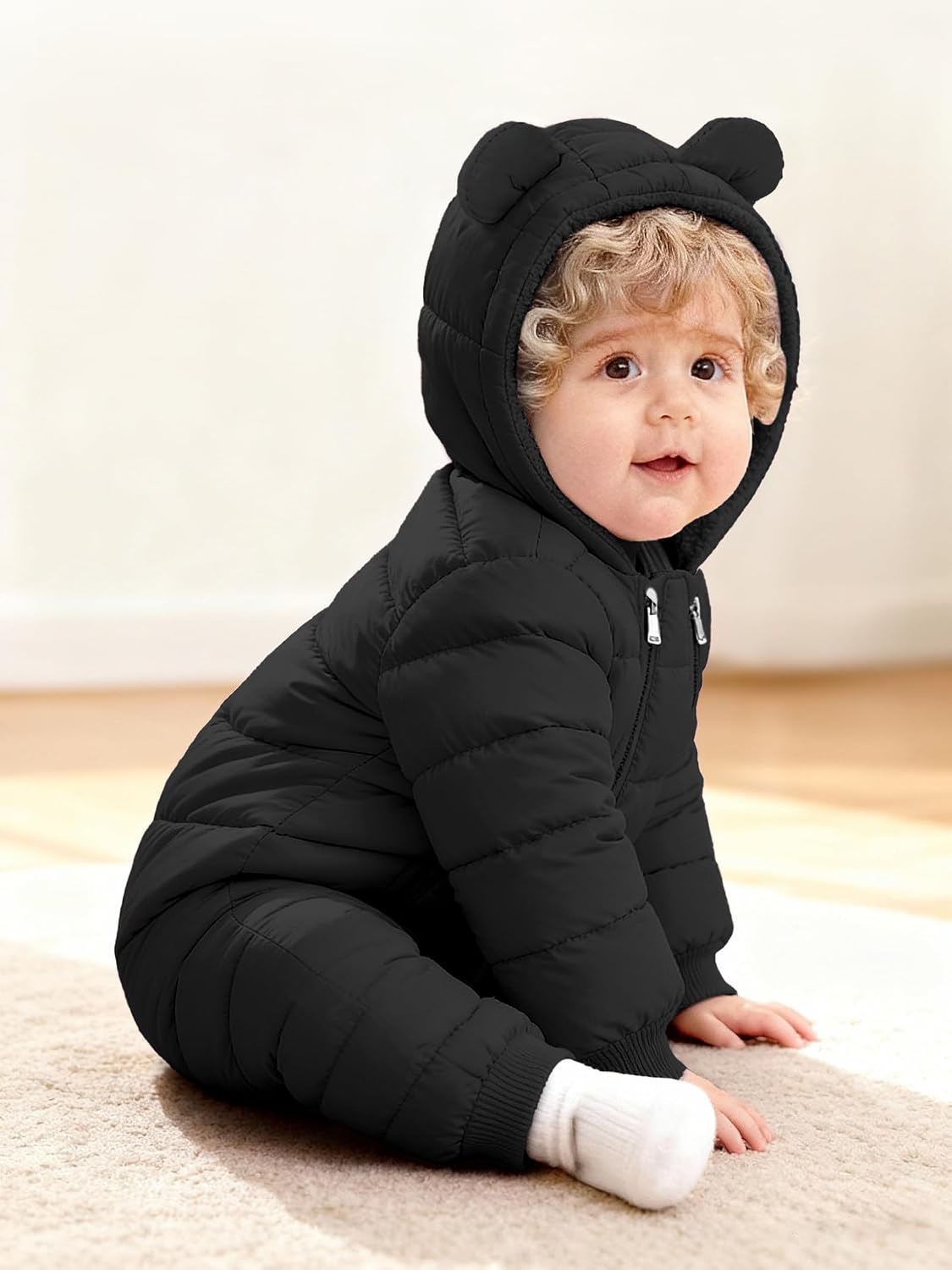 Baby Snowsuit Toddler Girl Clothes Cute Hooded Double Zipper Boys Winter Coat Unisex Romper for Infant