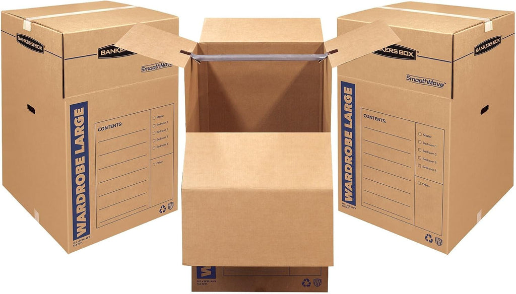 3-Pack Tall Wardrobe Moving Boxes, 24" x 24" x 40"