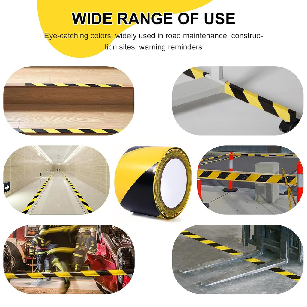 Black & Yellow Safety Tape,3Inch x 108FT Hazard Warning Stripe Tape