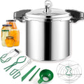 24qt pressure canner and canning pressure cooker with gauge,14.5PSI,practical 7pc Canning Supplies Starter