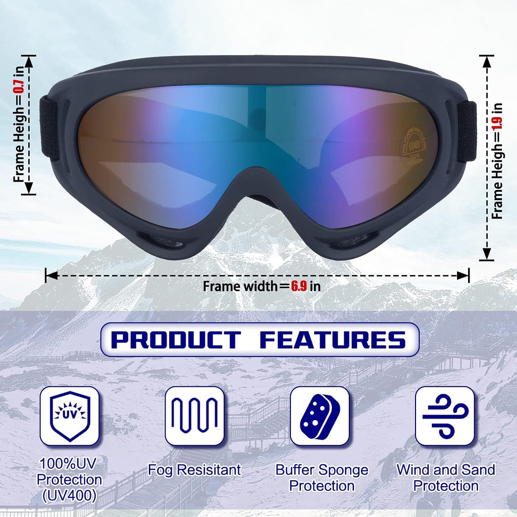 2-Pack Kids Ski Goggles, Snowboard Goggles for Adult Youth Teens Boys & Girls, Winter Snow Sports Goggles