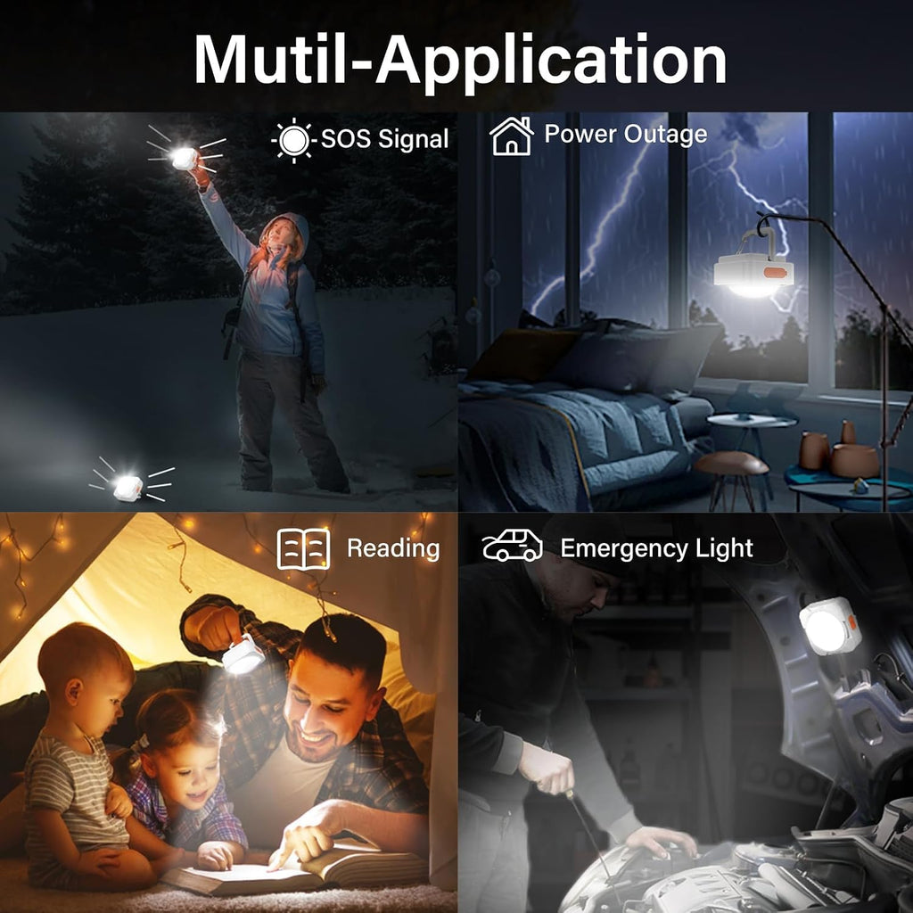 Rechargeable Camping Lights FLY2SKY 2Pcs White Tent Lights Mini Flashlight Portable LED Camping Lantern Survival Gear