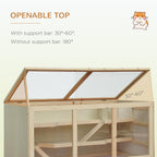 45" Extra Large Wooden Hamster Cage, 3-Layer Rat Cage with Opening Roof, PVC Window, Small Animal Habitat for Gerbil