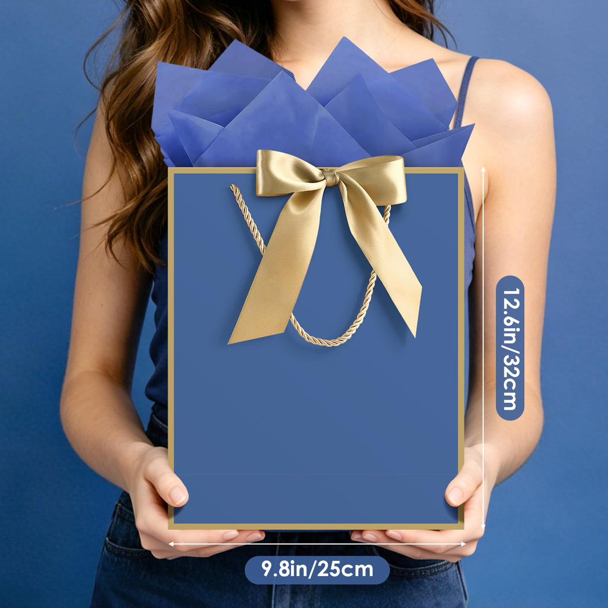 Medium Blue Birthday Gift Bags with Tissue Paper & Handles 4-Pack