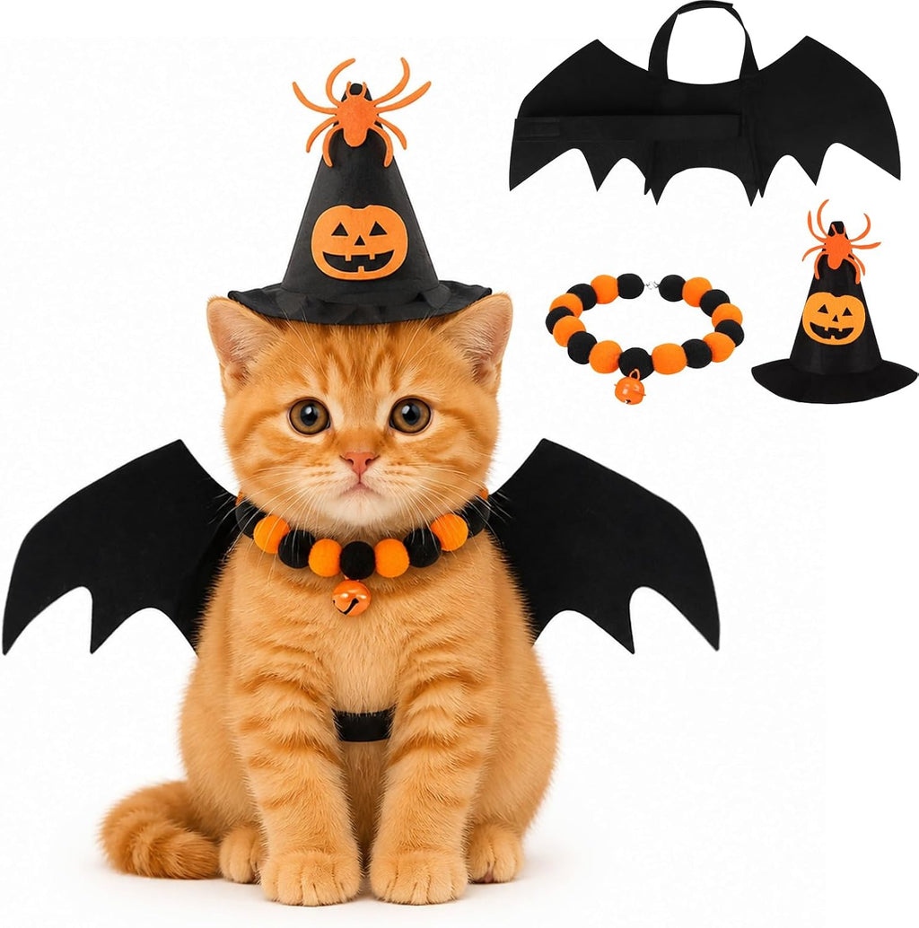 Halloween Pet Costumes Bat Wings for Small Dogs and Cats (Size S)