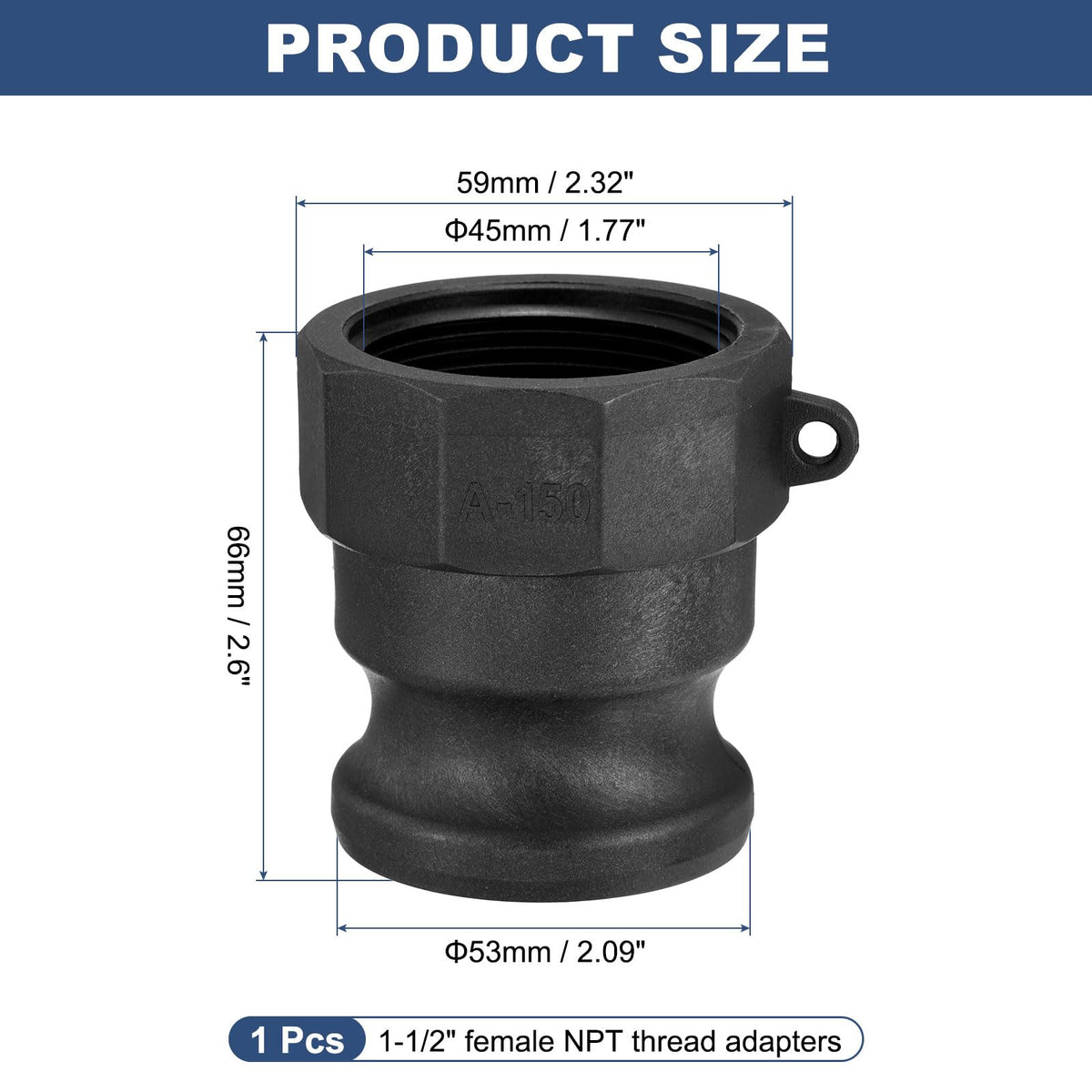 Kozelo Poly Type A 1-1/2" x 1-1/2" Female NPT Cam Lock Hose Fitting